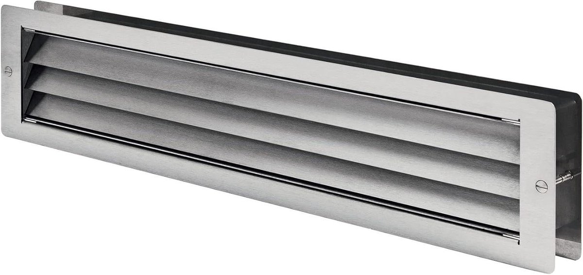 Ventilatierooster Deur - Rooster RVS - Luchtcirculatie Verbeteren - Geborsteld Roestvrij Staal - 465 x 106 mm - Zilver