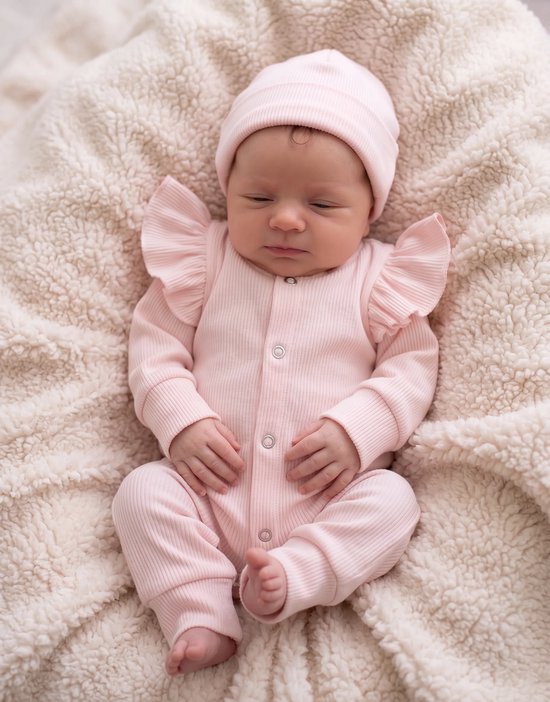 Boxpakje en mutsje pastel roze MT 50