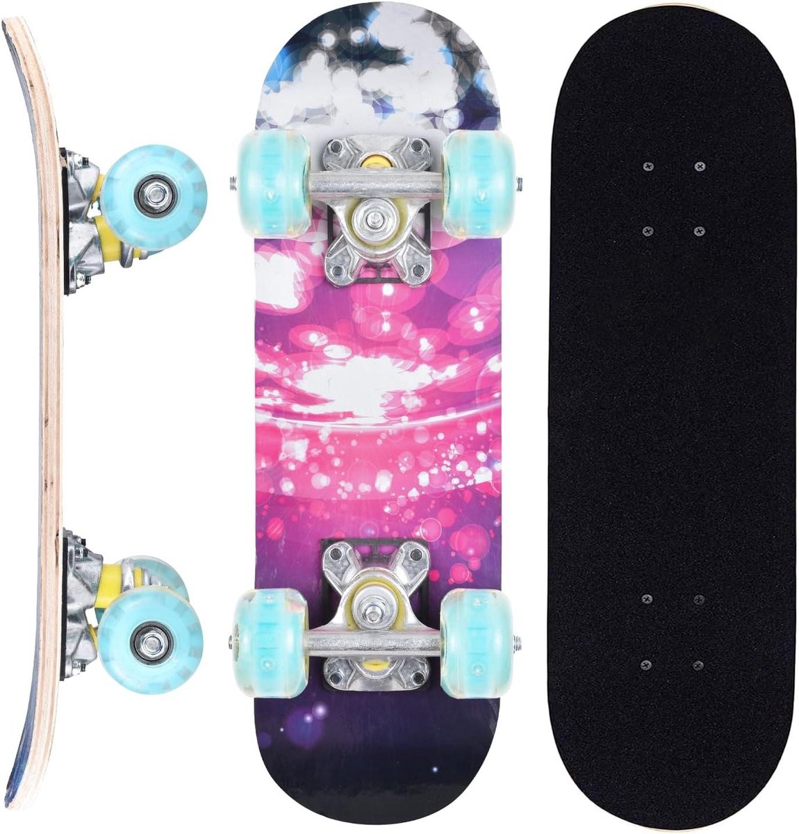 Compleet Skateboard Beginners Skateboard Kinderen Leren Skaten Dubbel Kick Concave 17 inch Starry Sky