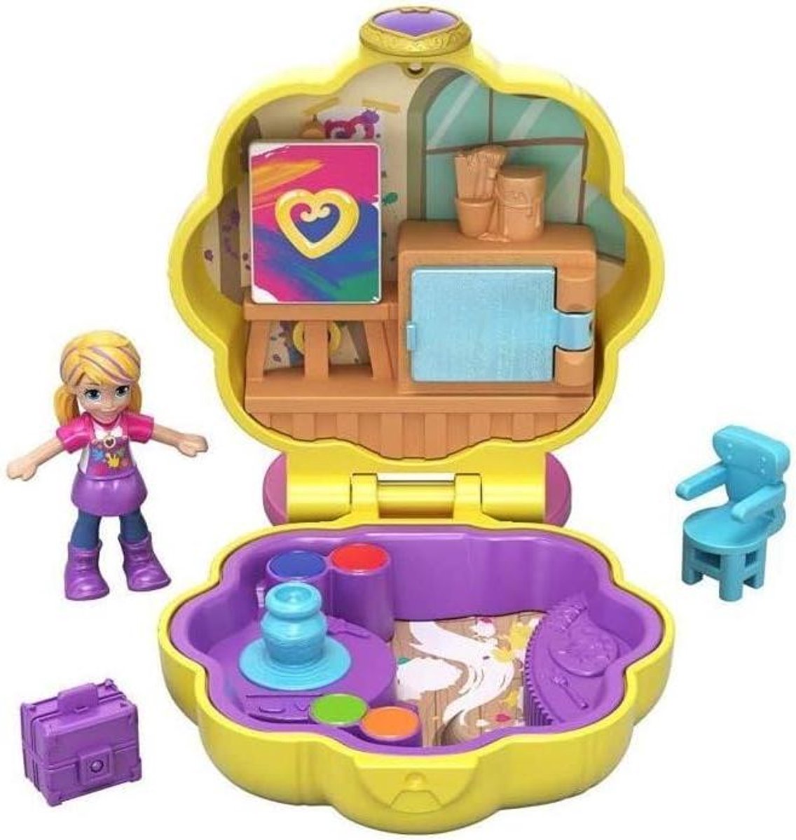 Polly Pocket Mini Doos - Speelset Kunststudio - Kinderen Laten Spelen - Compact en Draagbaar