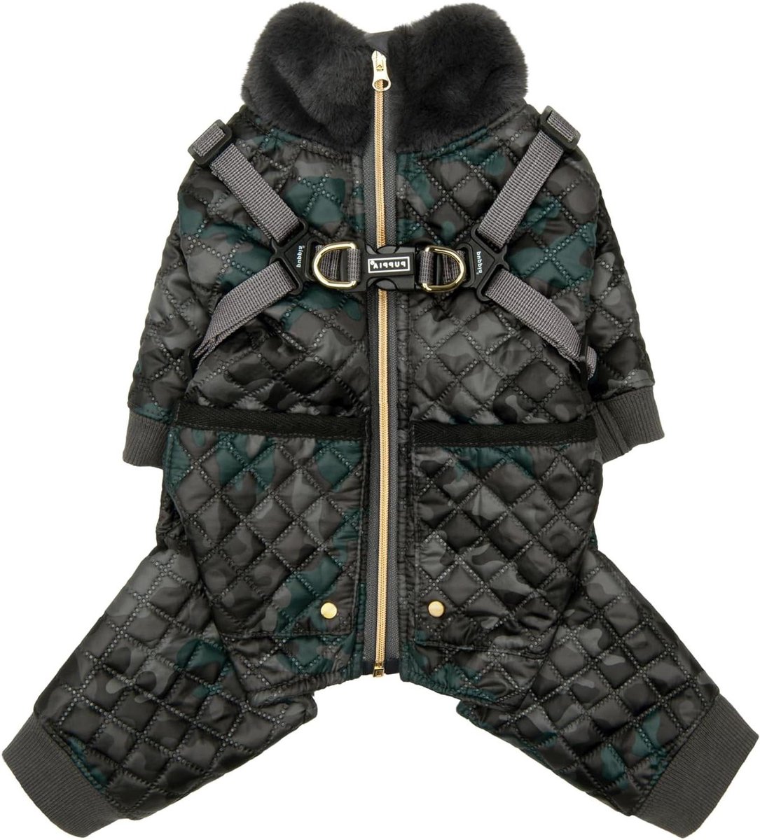 Honden Winterjumpsuit - Hondenpak Hondenjas - Warm Houden - Geïntegreerd Harnas - Medium - Zwart