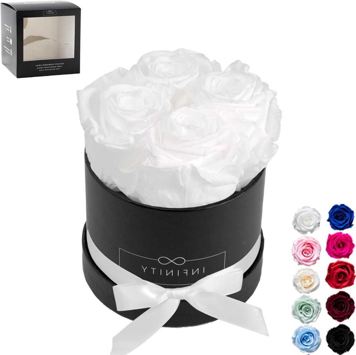 Rozen Cadeaubox - Eeuwige Rozen Geconserveerde Rozen - Cadeau Geven - 3 Jaar Houdbaar - 10 x 12 cm - Wit