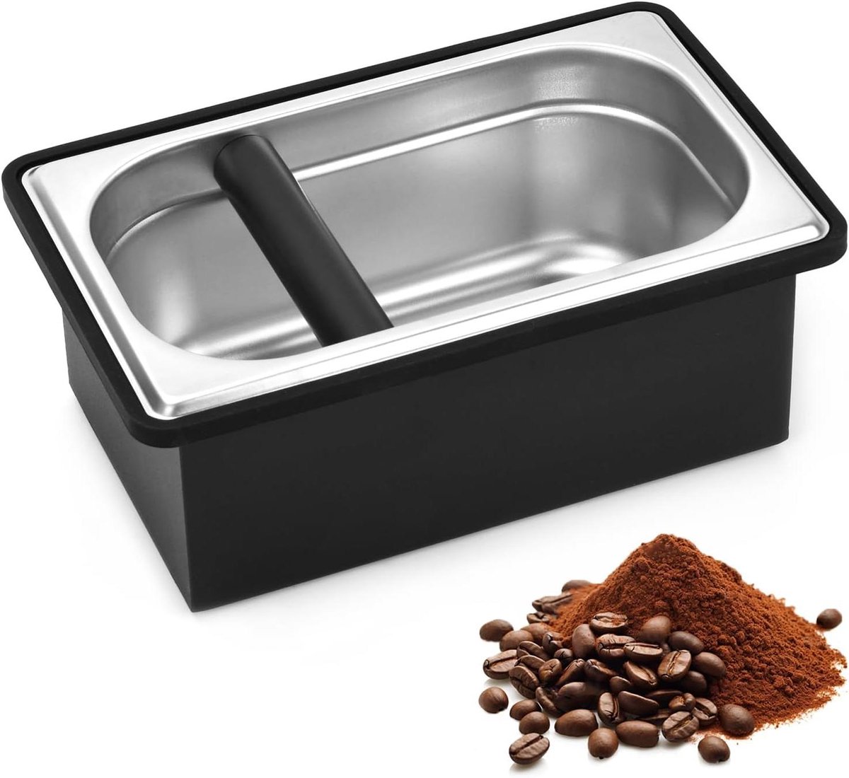 Espresso Knock Box - Koffie Pucks Container - Espresso Malen - Gedempt Geluid - 1.44 kg - Zilver