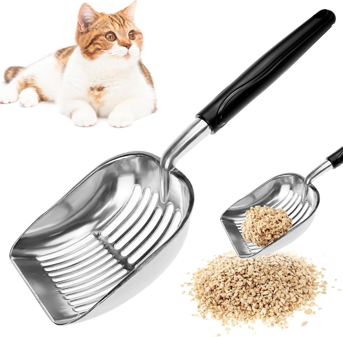 Kattenbak Schep - Kattenbak Schep Metaal - Kattenbak Schoonmaken - Effectieve Filtering - 190 g - Grijs