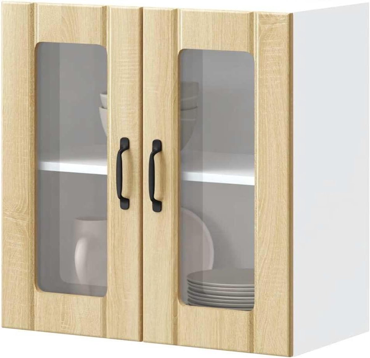 Keukenkast met glazen deur - Hangende keukenkast - Keuken organiseren - Ruimtebesparend wandmodel - Niet gespecificeerd - Sonoma-eiken