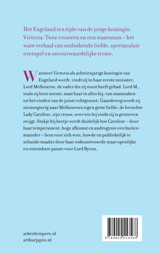 Boek kaft met tekst over Victoria, haar liefde en huwelijk.