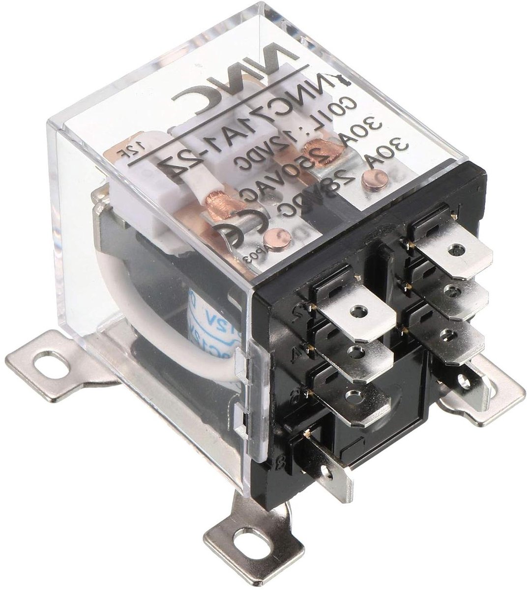 Universeel Power Relay - Schakelrelais Stroom - Elektronica Circuits - 8-pins DPDT - 30A 250V AC - Grijs