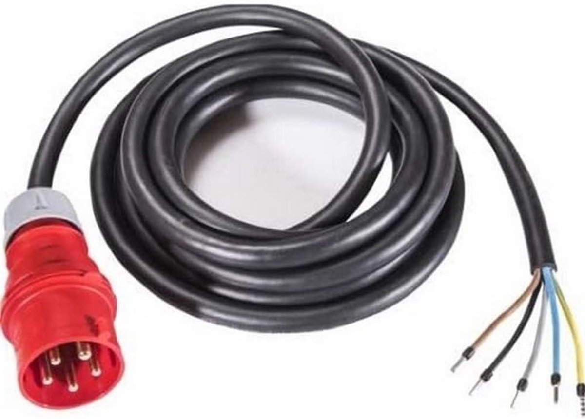 CEE Verbindingskabel 5-polig 16A 5 meter - Zware Stroomkabel H07RN-F 2.5mm²