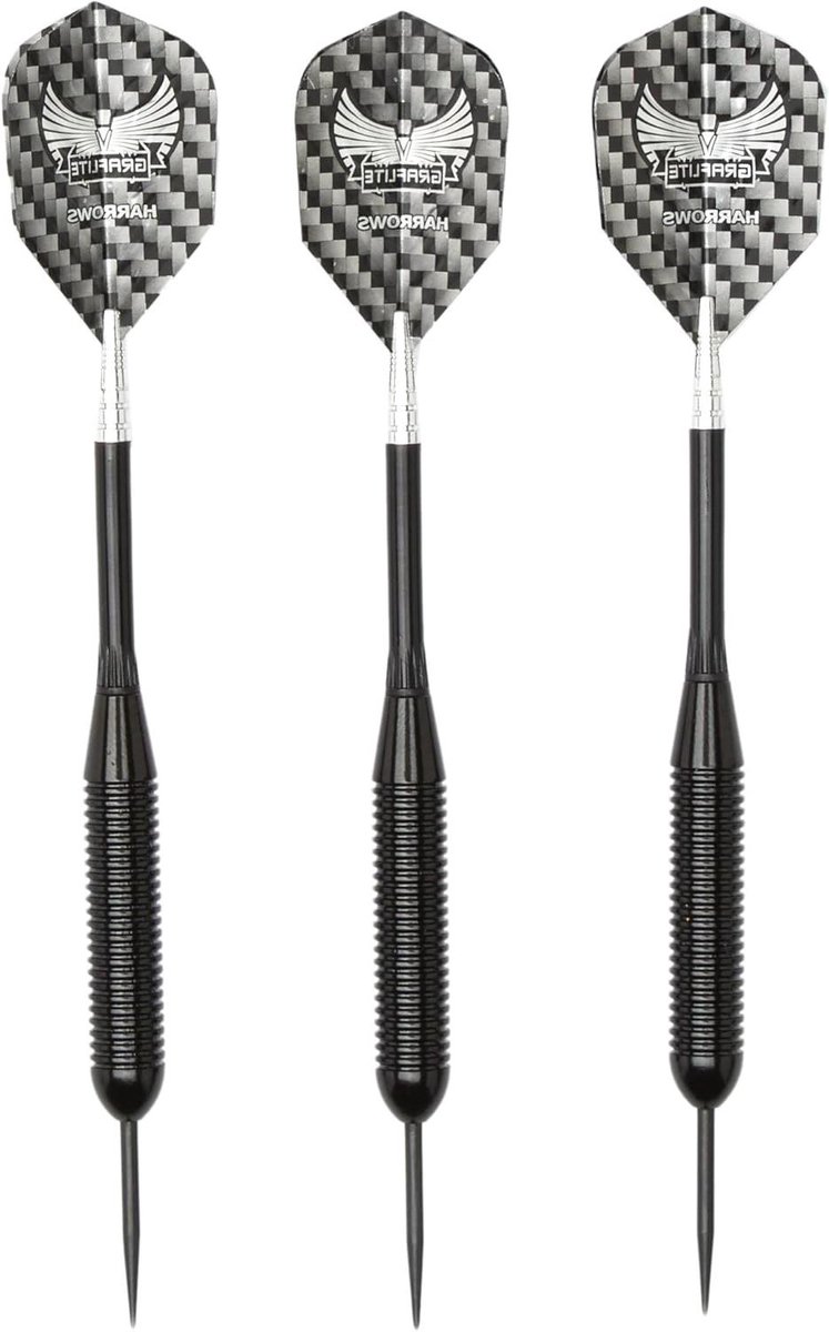 Dartpijlen Staal - Pijlen Set - Precisie Werpen - Zwarte Coating - 25 Gram - Zwart