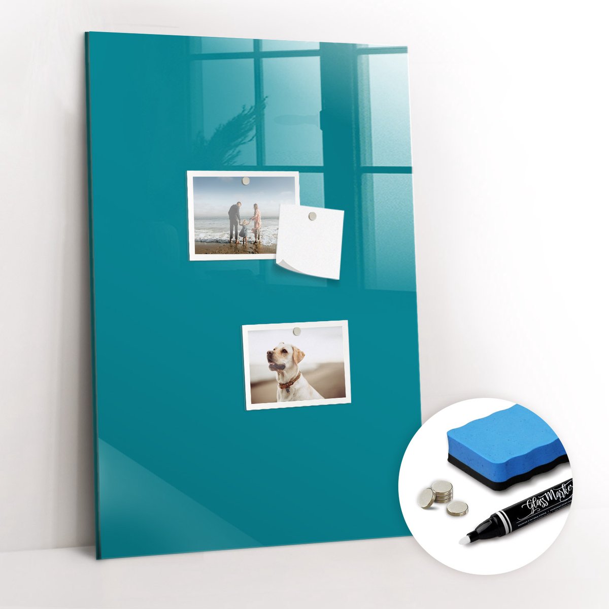 Tulup Whitebord - Zeekleur - 40 x 60 cm - Maritiem Magnetisch Memobord - Gratis 5 Sterke Magneten + Whiteboard Marker & Wisser - Design Memobord - Magneetbord Design - Inspiratiebord Kantoor