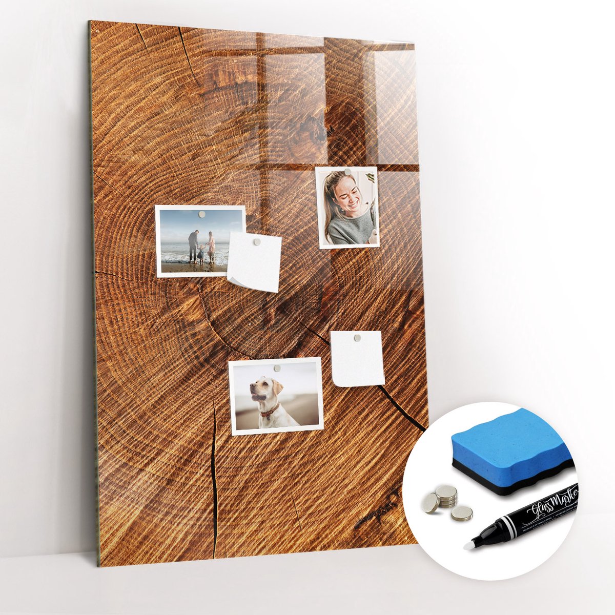 Tulup Whitebord - Donker hout in een warme tint. - 60 x 90 cm - Bruin Magneetbord Foto - Gratis 5 Sterke Magneten + Whiteboard Marker & Wisser - Design Memobord - Foto Magneetbord - Ideeënbord Thuiswerkplek