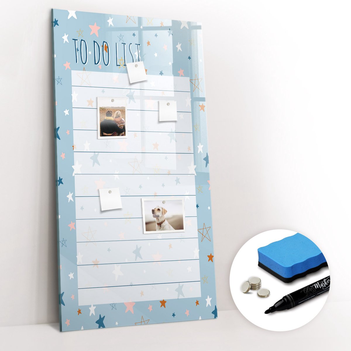 Tulup Whitebord - Takenplanner voor op kantoor - 60 x 120 cm - Blauw Magneetbord Keuken - Gratis 5 Sterke Magneten + Whiteboard Marker & Wisser - Industrieel Wandbord - Magneetbord Design - Productiviteit Tools