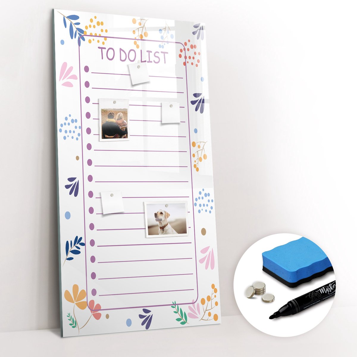 Tulup Whitebord - Boodschappenplanner - 60 x 120 cm - Wit Magneetbord Design - Gratis 5 Sterke Magneten + Whiteboard Marker & Wisser - Interieur Accessoires Kantoor - Magnetisch Bord Kind - Inspiratiebord Kantoor
