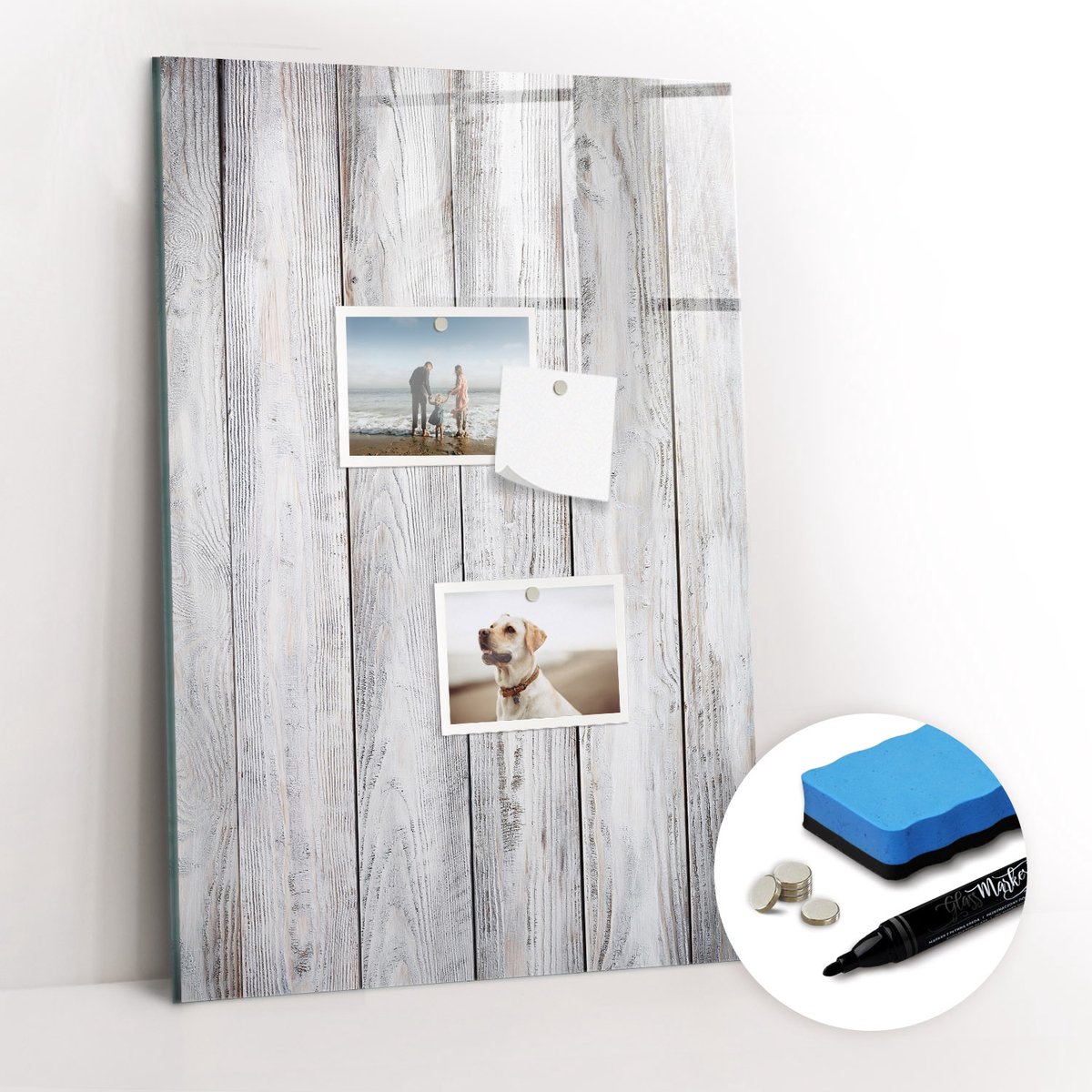 Tulup Whitebord - Geschilderd hout - 40 x 60 cm - Grijs Memo Bord - Gratis 5 Sterke Magneten + Whiteboard Marker & Wisser - Wanddecoratie Kantoor - Magneetbord Keuken - Productiviteit Tools