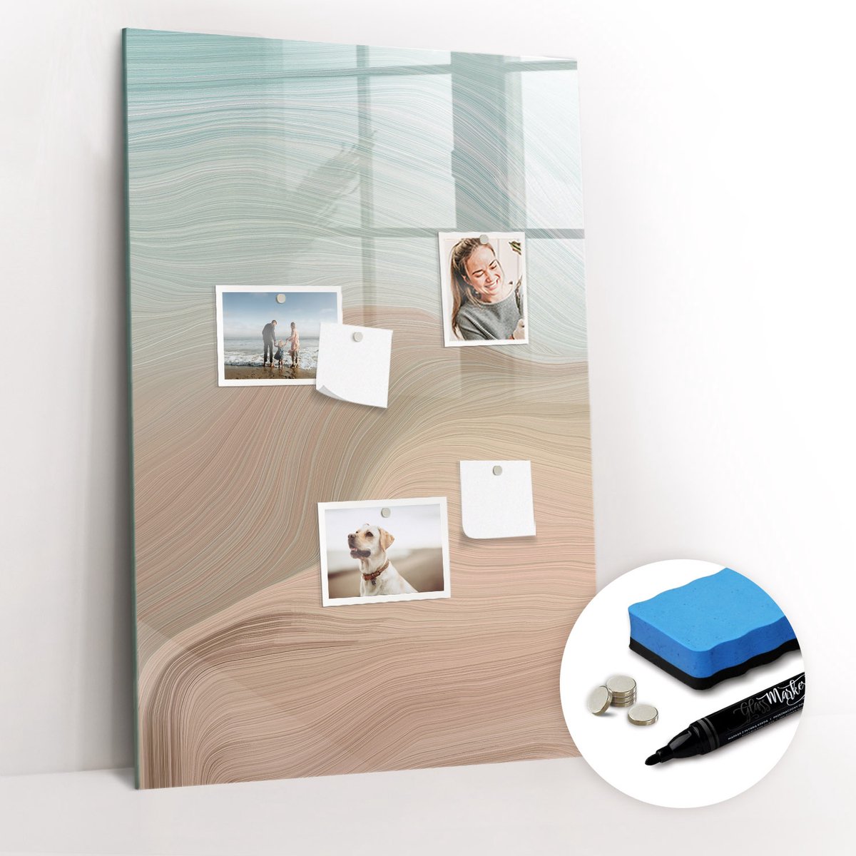 Tulup Whitebord - Kleuren mengen - 60 x 90 cm - Veelkleurig Magnetic Board - Gratis 5 Sterke Magneten + Whiteboard Marker & Wisser - Interieur Accessoires Kantoor - Memo Magneetbord - Inspiratiebord Kantoor