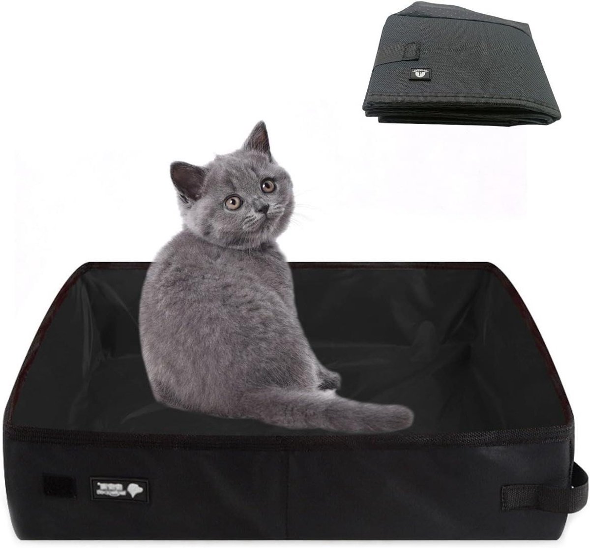 Opvouwbare kattenbak - Reisbak - Probleemloos reizen - Waterdicht en draagbaar - 50 x 40 cm - Zwart