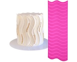 mostsom Wave Line Cake Lace Mal, siliconen fondant mallen voor het decoreren van bruidstaart, gom pasta cupcake topper, houtnerf impressie matten, klei mal voor taartdecoratie (E_ 3D Wave Line)