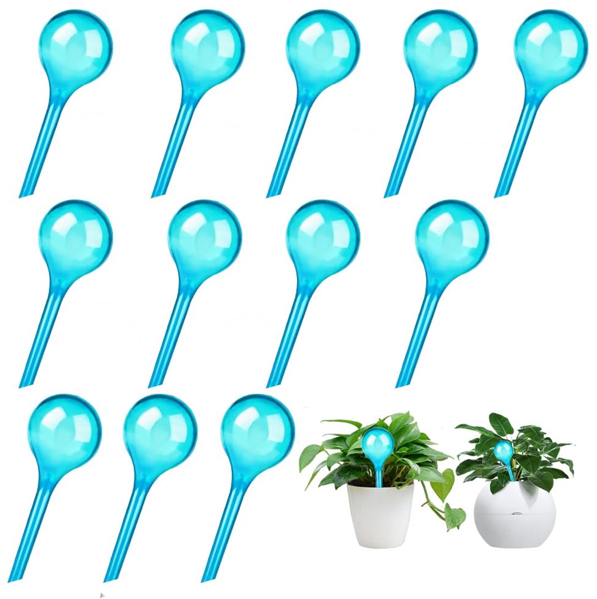 Irrigatiebal voor planten, set van 12 kleine planten, gietballen, automatische irrigatieballen, potplanten, zelfbewatering, pvc, irrigatie voor kamer/buitenplanten (blauw)