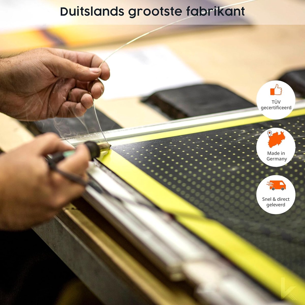 Infrarood Paneel - Wandverwarming - Ruimte Verwarmen - Ultra Plat Design - 1000 Watt - Hout Print Zwart – foto 3