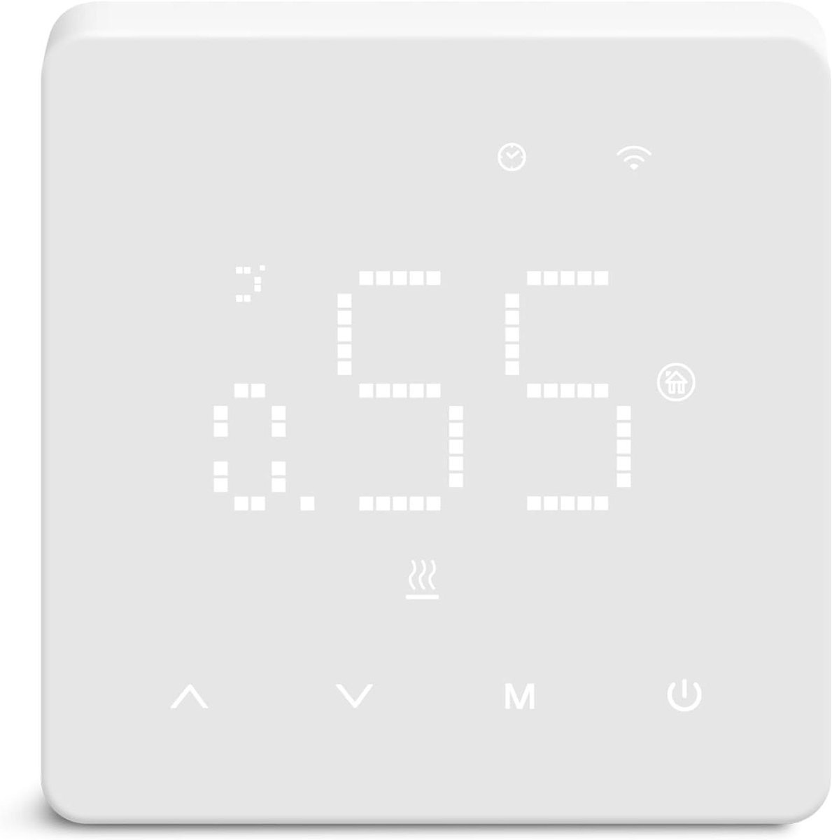 Thermostaat vloerverwarming - Slimme thermostaat - Waterverwarming regelen - Wifi en spraakbesturing - 8.6 x 8.6 cm - Wit