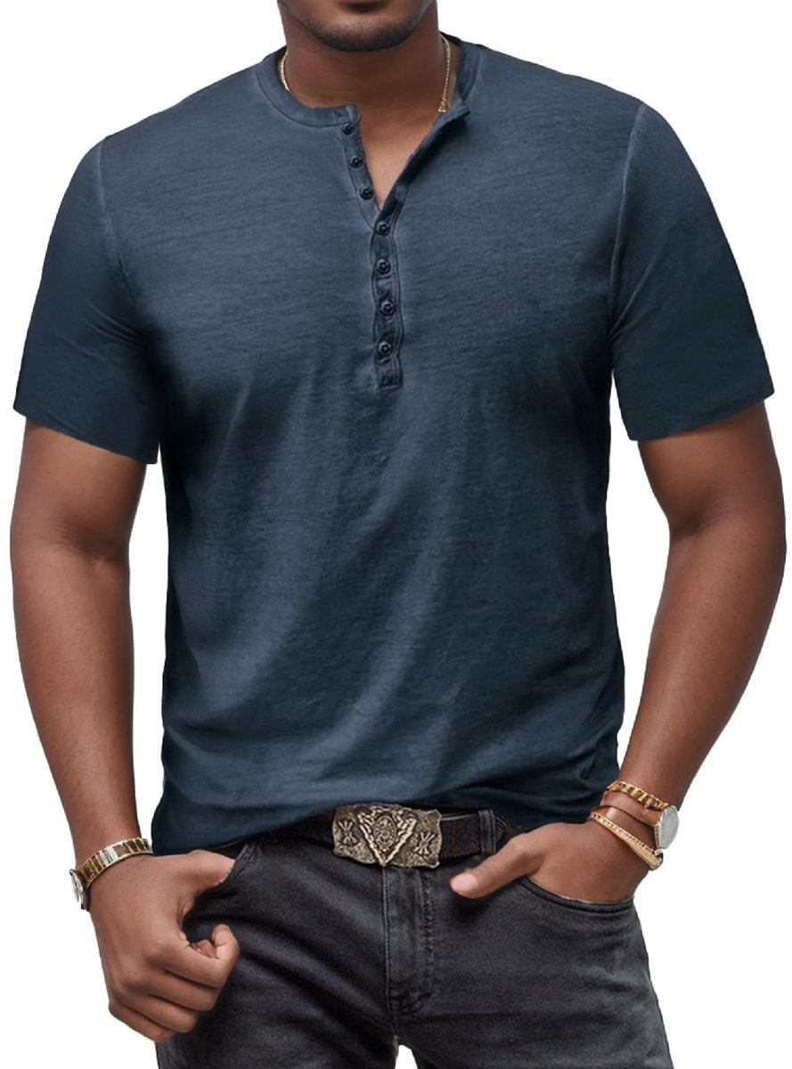 Tops Henley T-shirt met lange mouwen voor mannen katoen casual opa vintage T-shirts T-shirt met knopen M-3XL