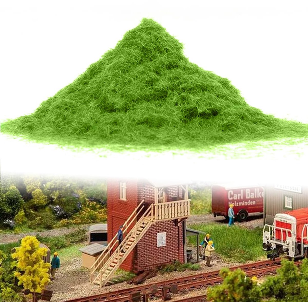 Kunstmosgrasplant, landschapsarchitectuur voor modelspoorwegen, statisch graspoeder 30 g/zak, kunstgras, modelgras (smaragdgroen)
