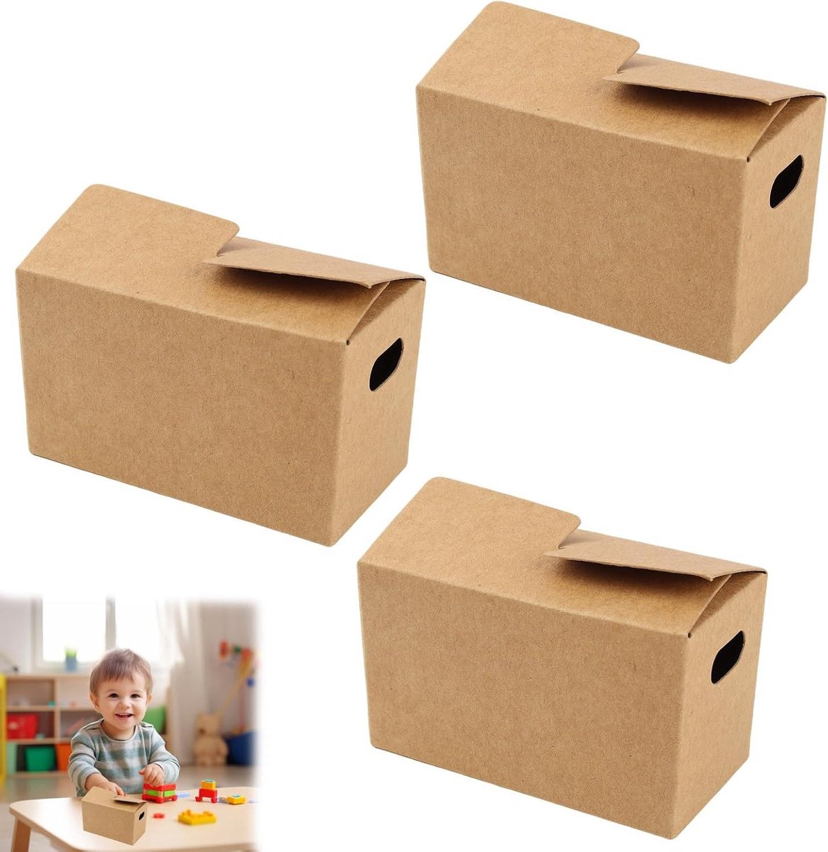 Miniatuurverhuisdozen - Knutseldozen decoratie - Poppenhuis scènes maken - Realistische details - 3 stuks 8 cm - Bruin