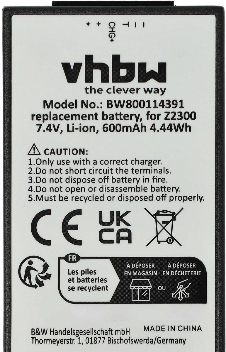 vhbw batterijvervanging voor Polaroid CZA-05300 camera (600 mAh, 7,4 V, Li-Ion)