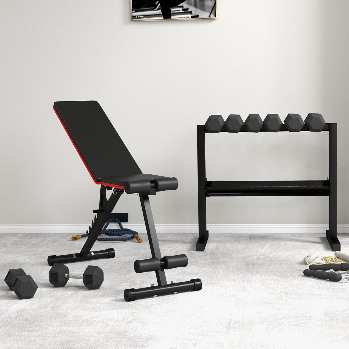 MEUNIQ zeshoekige dumbbellset 2 x 8 kg met anti-rol ontwerp, gekartelde metalen handgrepen en rubberen coating, zwart, voor krachttraining thuis en in de sportschool
