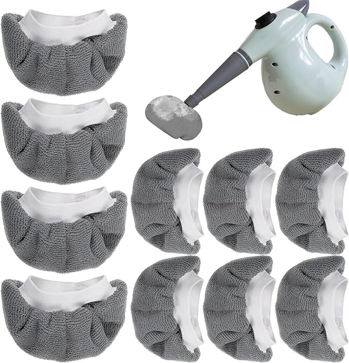 10 universele stoommopdoekjes, wasbare stoomreiniger-accessoires, herbruikbare schoonmaakdoekhoezen, geschikt voor Bisse11 Steam Shot, Comforday, PurSteam, grijs-Stijl 1