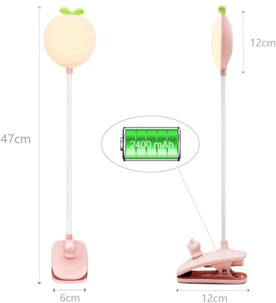 CRLYN® Bureaulamp Kinderkamer - Bureaulamp Roze - Tafellamp Kinderkamer - Wit — afbeelding 2