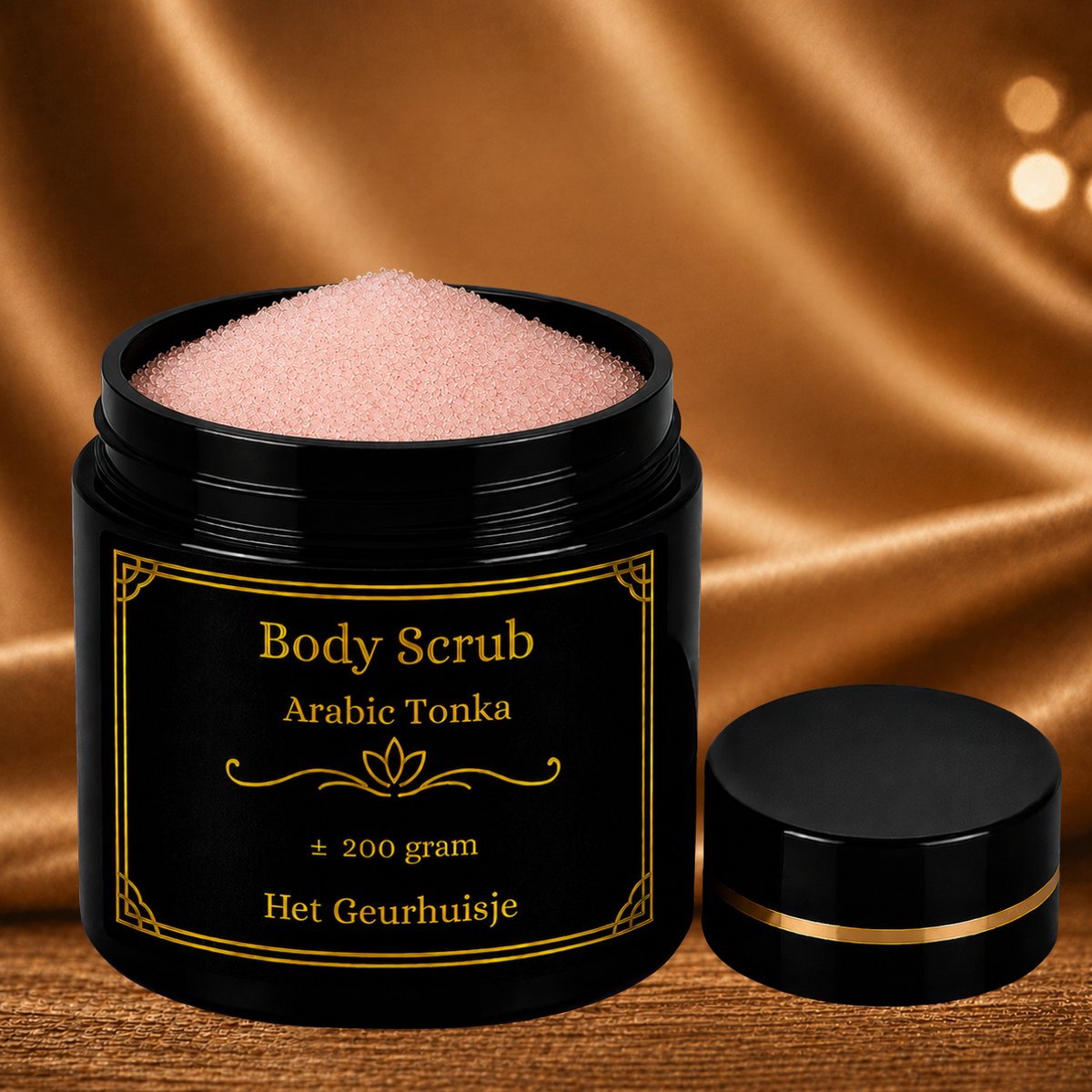 Luxe Body Scrub 200 g – Arabic Tonka – Met Himalayazout & Dode Zeezout – Handgemaakt & Dierproefvrij