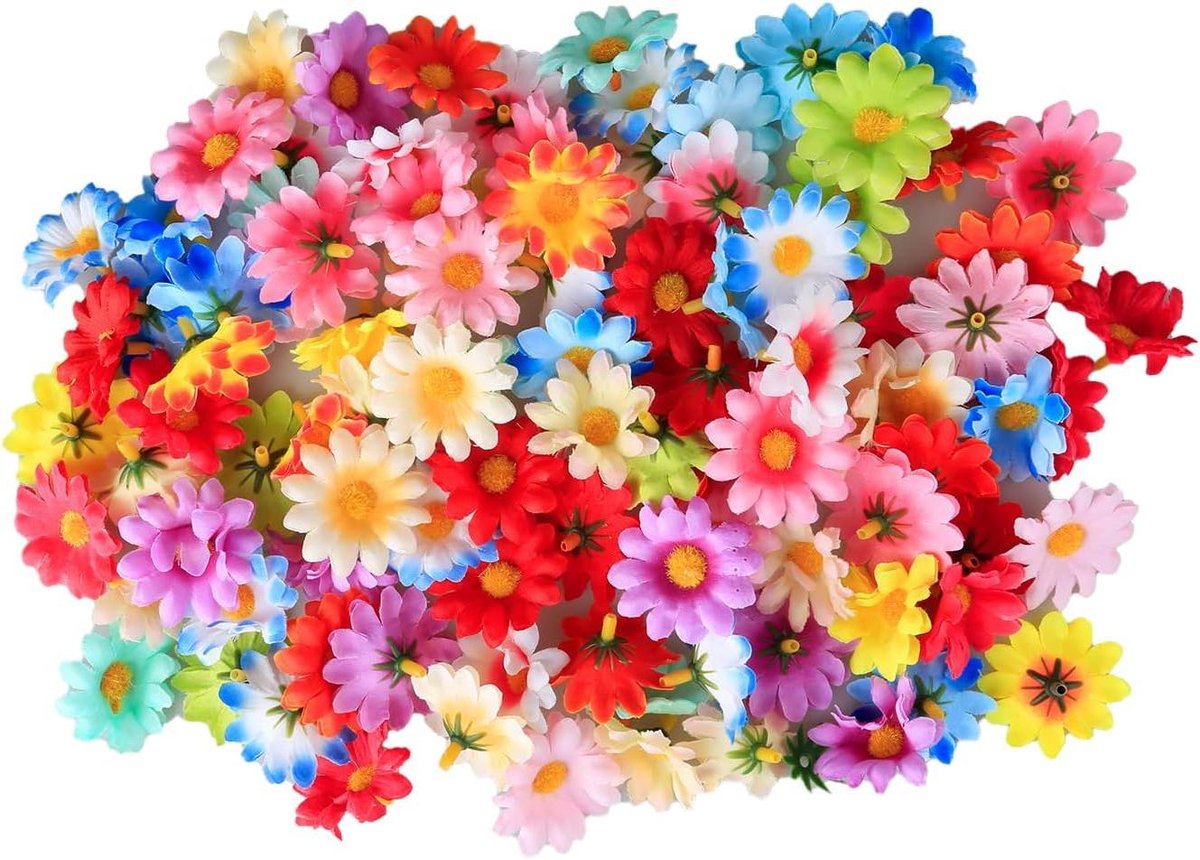 Nep Zonnebloemen Hoofden - Kunst Zonnebloemen - Knutselen Decoratie - Zijden Stof Realistisch - 4 cm Diameter - Veelkleurig