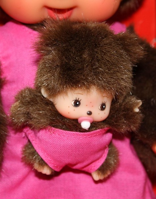 Monchhichi Moeder met Baby - Knuffel Apenpop - Knuffelen en Spelen - Uitneembare Baby - 20 cm - Bruin van Monchhichi — afbeelding 2