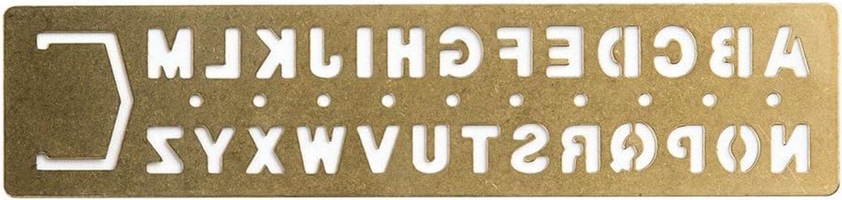Messing Sjabloon Alfabet - Liniaal Stencil - Schrijven Personaliseren - Gemaakt van Messing - 13 x 3 cm - Messing