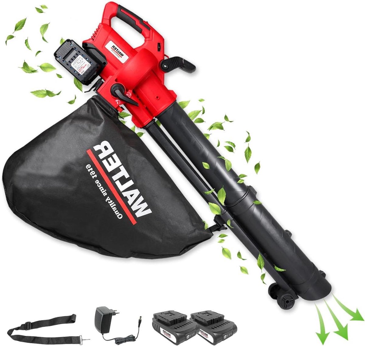 Accu Bladblazer - Zuiger Tuin - Tuin Reinigen - Draadloos Werken - 45L Zak - Zwart