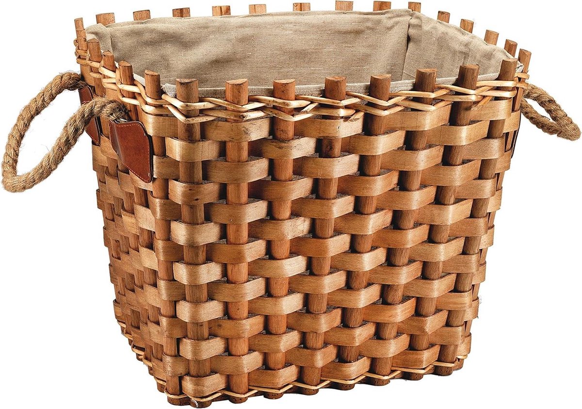 Houten mand - Opbergmand - Haardhout opslag - Gevoerd interieur - 50 x 41 x 40 cm - Niet gespecificeerd