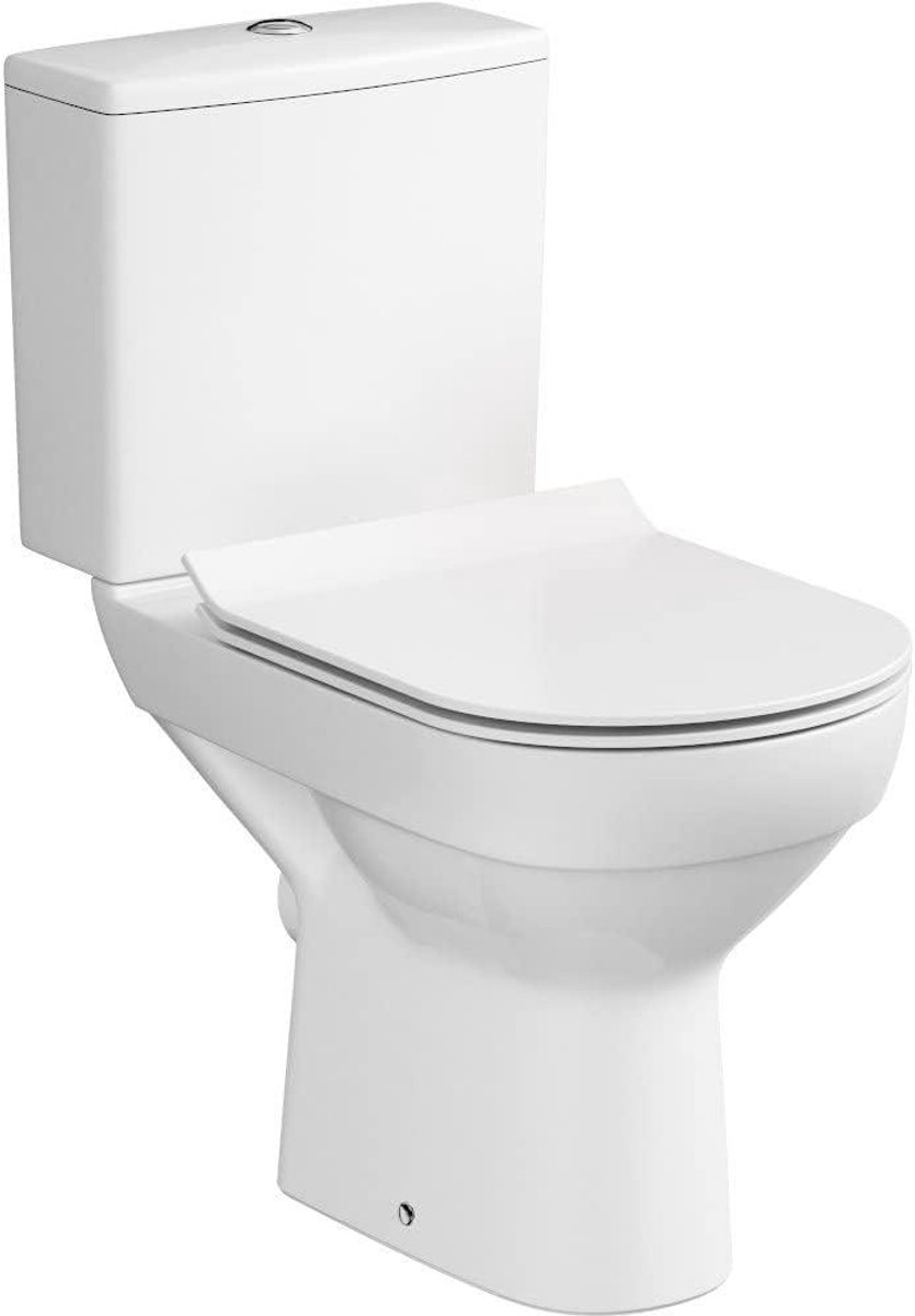 Staand Toilet - Keramiek WC - Badkamer Vernieuwen - Randloos Ontwerp - 67 x 36.5 cm - Wit