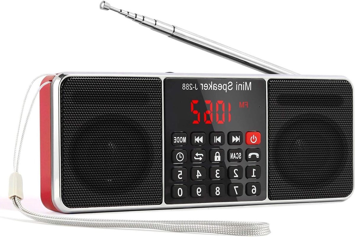 Draagbare Radio - MP3 Speler - Muziek Luisteren - Stereo Geluid - Dubbele Speakers - Rood
