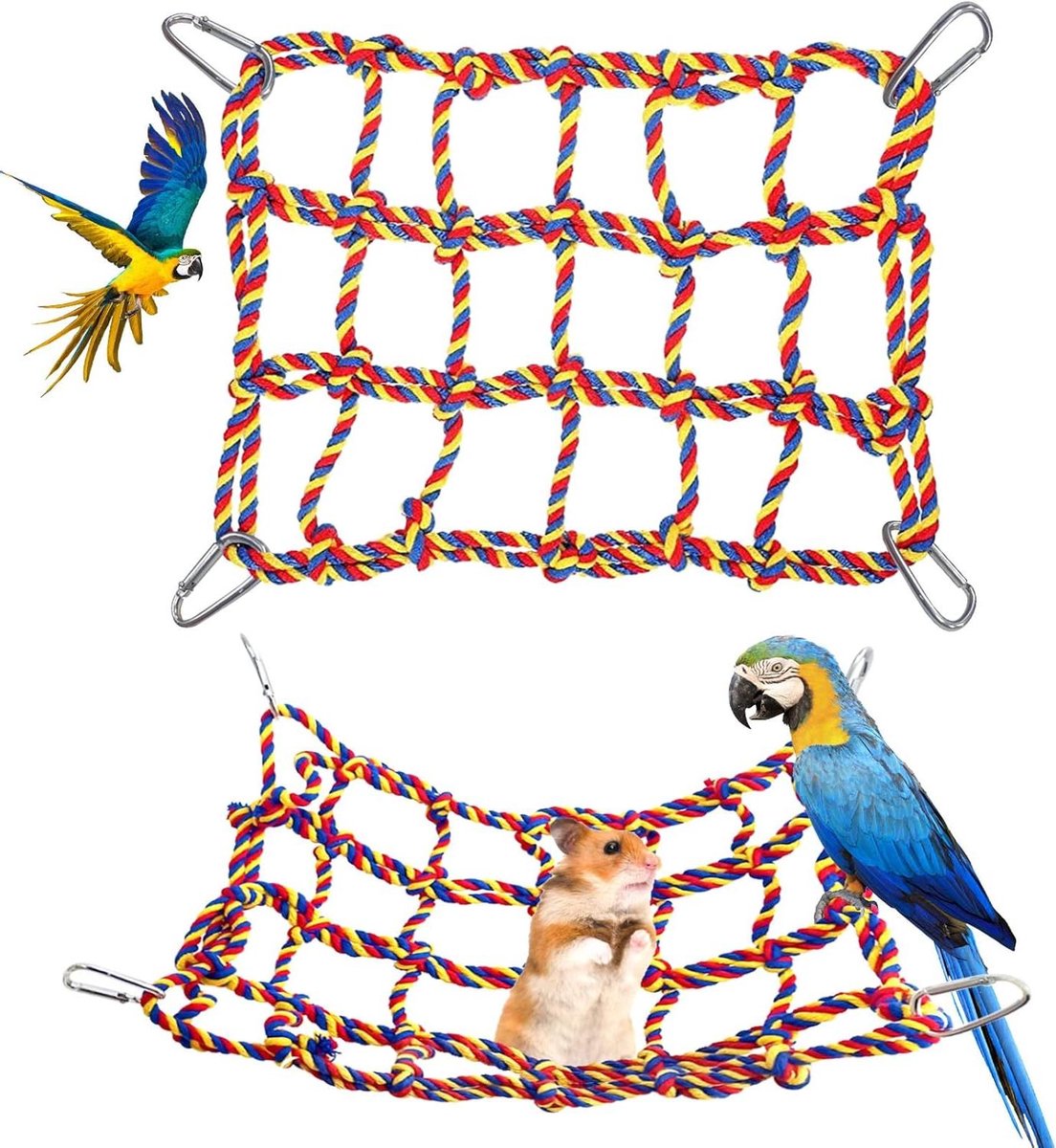 Hangmat Kleine Dieren - Klimnet Speeltje - Spelen en Rusten - Duurzaam Katoen - 32x25 cm - Rood