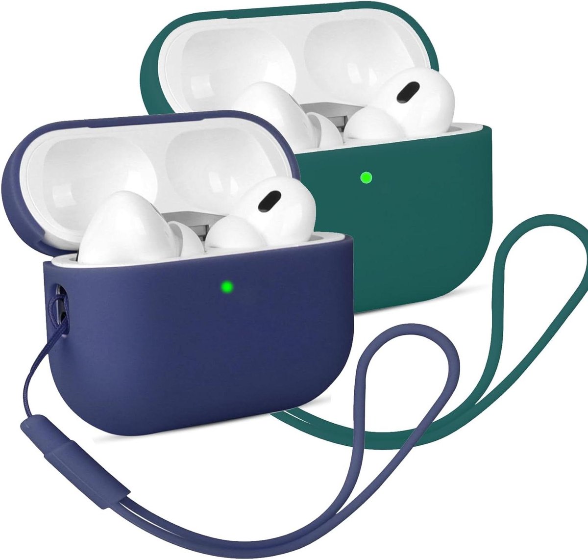 Siliconen hoesjes - Beschermhoesjes - Draagbare audio - Ultra dun - 2 stuks - Donkerblauw/groen