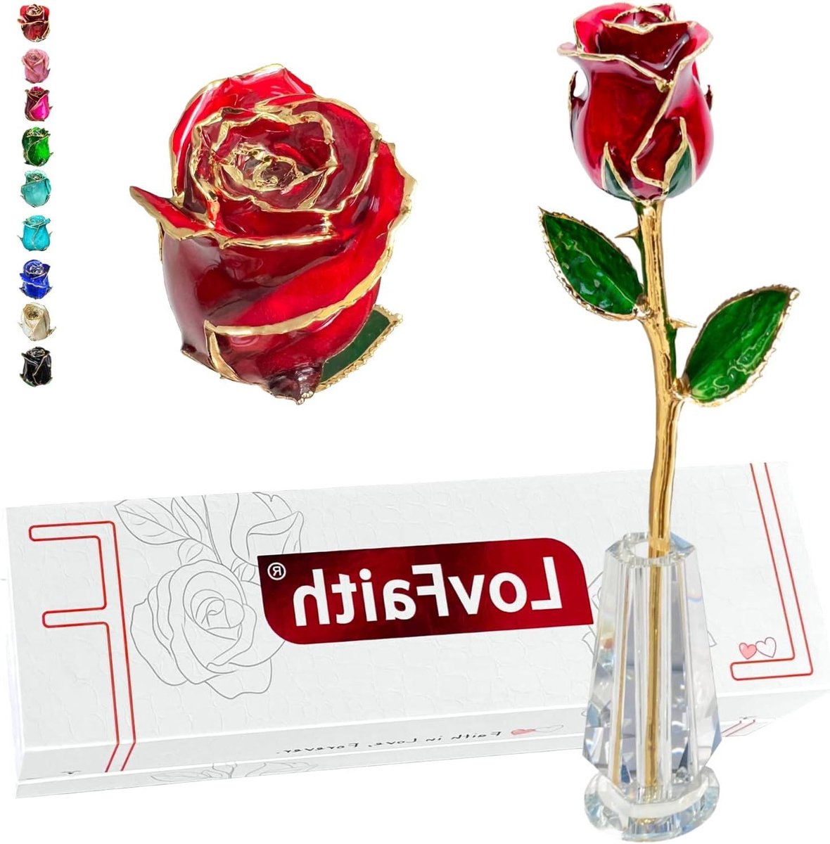 Echte Roos - Gouden Bloem - Cadeau Geven - 24K Goudlaag - 28 cm - Rood