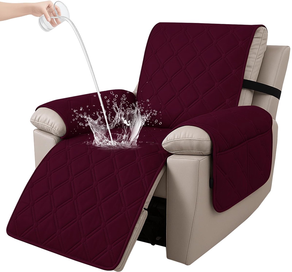 Hoes Voor Fauteuil, Relax Fauteuilbeschermer, Stoelbeschermer Voor Televisiestoel, Fauteuil Hoes Waterdicht, Bankhoes Voor Fauteuil, Hoes Voor Relaxstoel (1 Plaats, Bourgondië)