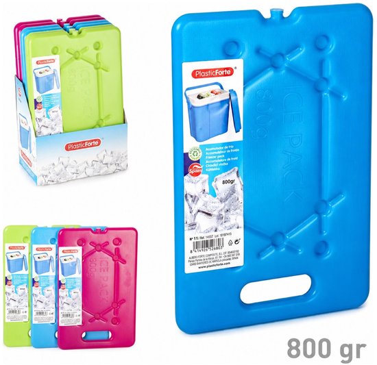 Plasticforte koeltas Koelelementen - 3x - lime groen - plat - 800 gram - 30 x 20 x 1.5 cm - dunne uitvoering van PlasticForte — afbeelding 2