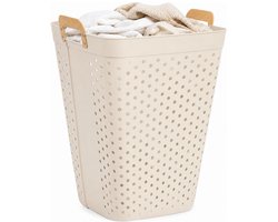 5Five zeer ruime wasmand Kolos - beige - 74 liter - 44 x 64 cm - kunststof - wasbox - mand voor wasgoed - badkamer - met handvatten