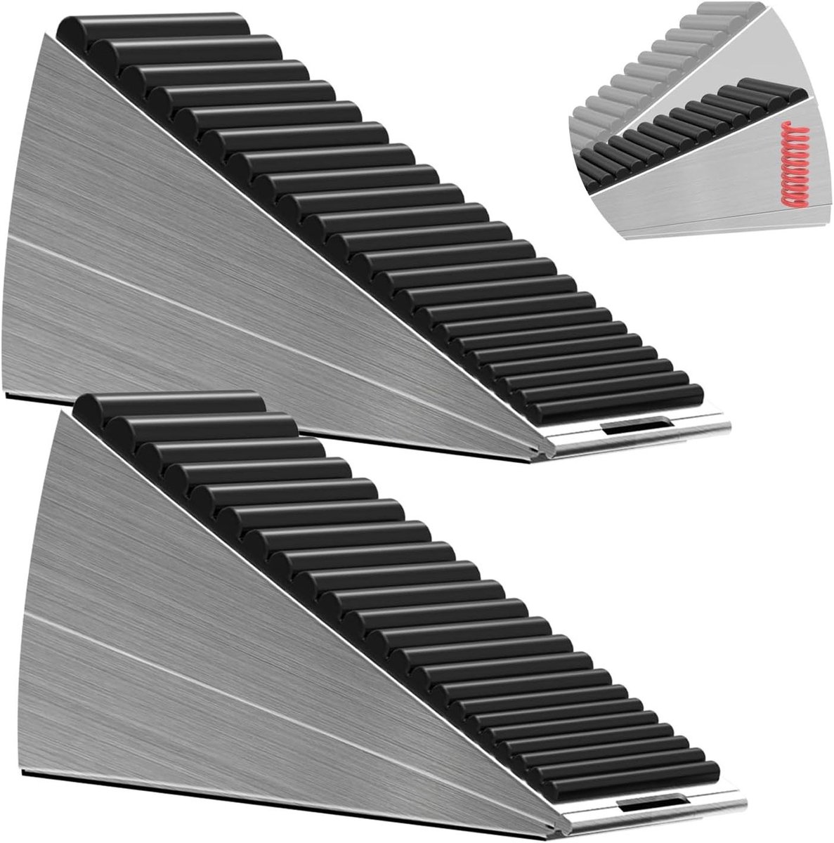 Deurstopper Set - Veiligheid Stoppen - Voorkom Klappen - Dubbel Veiligheidssysteem - 2 Stuks - Zilver