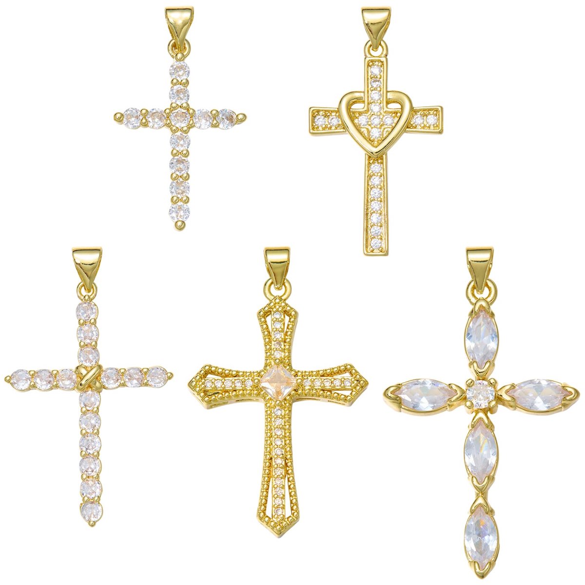 Bedels voor sieraden maken religieuze christelijke metalen kristallen bedels messing zirkonia hangers voor oorbel armband ketting doe-het-zelf benodigdheden