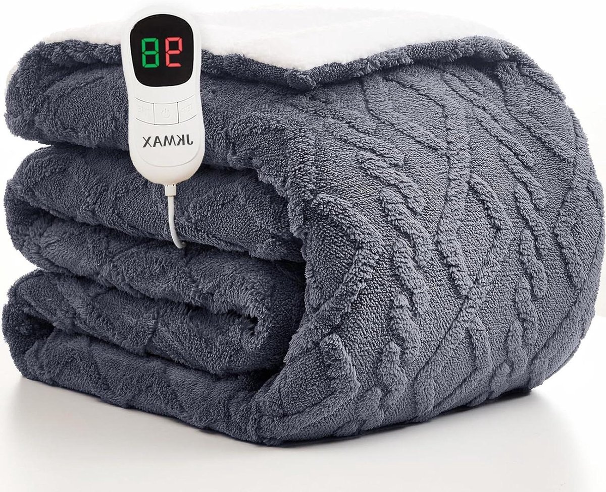 Verwarmde Deken - Elektrisch Plaid - Extra Warmte - 10 Warmtestanden - 200x180 cm - Grijs