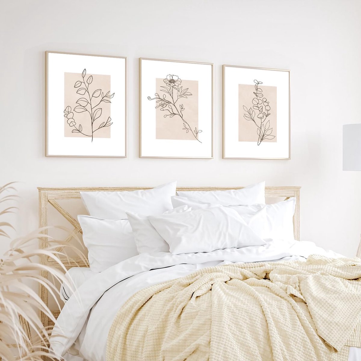 Beige Botanische Wanddecoratie Poster Abstract Minimalistische Bloem Muur Poster voor Slaapkamer Woonkamer Decor 12x16 in Niet Ingelijst Set van 3 — cadeau in Wonen & Interieur - foto 3