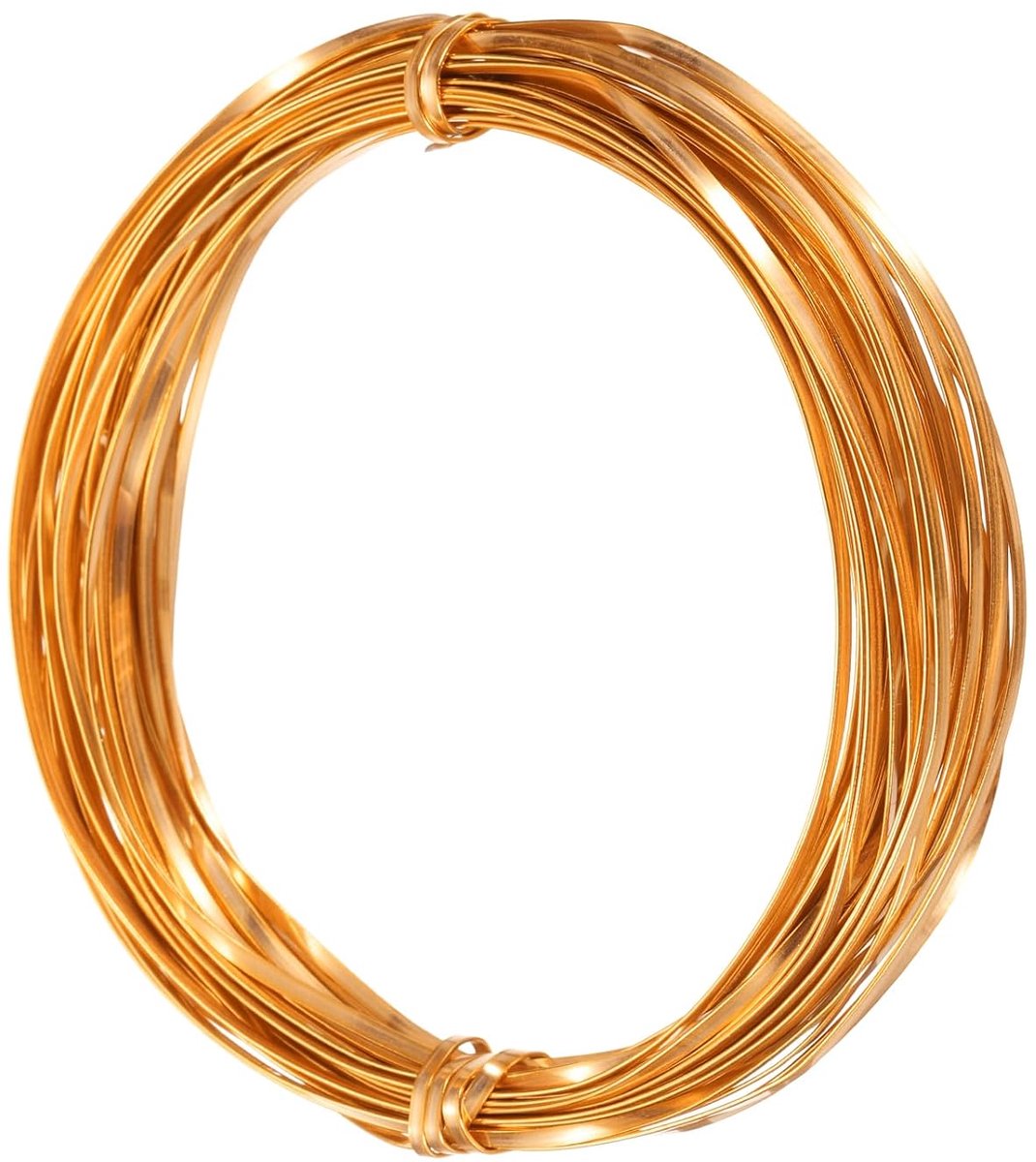 Draad van aluminium, handgemaakt, 2 mm, dikte 0,5 mm, zachte metaaldraad, voor bloemen, sieraden, kralen, frame voor sculptuur, frame, doe-het-zelf, sieraden maken, toon goud